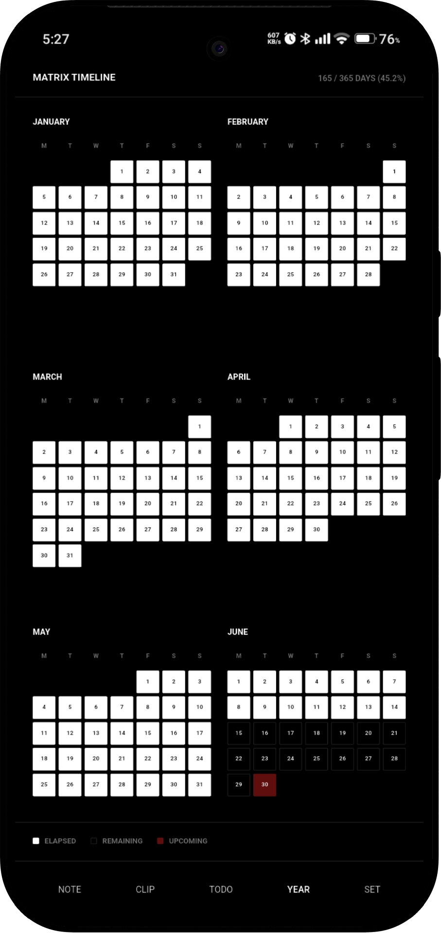 Rocen MATRIX / TIMELINE dark interface capture